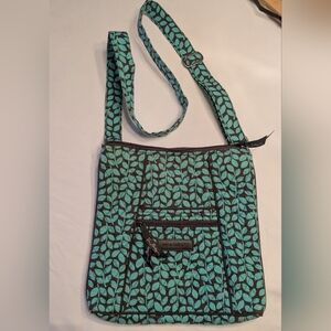 Vera Bradley Teal Leaf Print Hipster Crossbody Bag